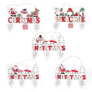 Decorazioni Natalizie Porta Ingresso Casa Diversi Modelli Christmas Babbo Natale Legno Corda Pendente - INTERIOR DREAM DESIGN