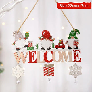 Decorazioni Natalizie Porta Ingresso Casa Diversi Modelli Christmas Babbo Natale Legno Corda Pendente - INTERIOR DREAM DESIGN