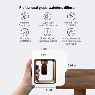 Diffusore Aromi Bianco Batteria Ricarica Materiale Alluminio Quadrato Olio Profumato-INTERIOR DREAM DESIGN