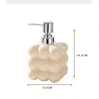 Dispenser Da sapone In Ceramica Di Colore Beige Capacità 300ml Piccole Dimensioni - INTERIOR DREAM DESIGN