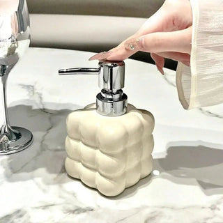 Dispenser Da sapone In Ceramica Di Colore Beige Capacità 300ml Piccole Dimensioni - INTERIOR DREAM DESIGN