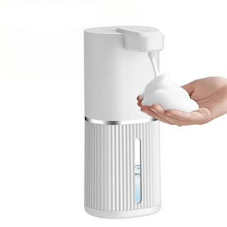 Dispenser Sapone Automatico Ricaricabile Bianco Nero Capacità 380ml Elettrodomestici Bagno-INTERIOR DREAM DESIGN