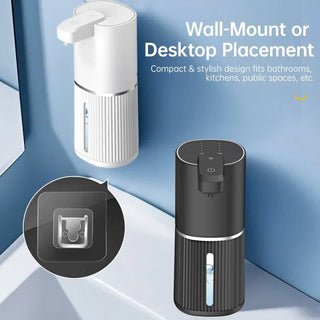 Dispenser Sapone Automatico Ricaricabile Bianco Nero Capacità 380ml Elettrodomestici Bagno-INTERIOR DREAM DESIGN