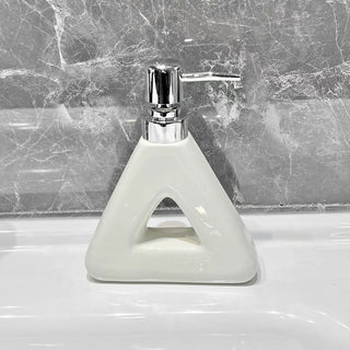 Dispenser Sapone Bagno Diversi Modelli Bianco Materiale Ceramica Design Geometrico-INTERIOR DREAM DESIGN