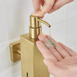 Dispenser Sapone Rotondo Quadrato Colore Oro Acciaio Inossidabile Arredamento Accessori Bagno-INTERIOR DREAM DESIGN