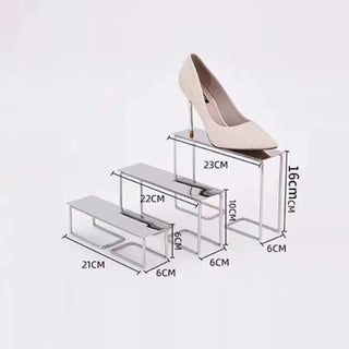 Espositore Scarpe Scarpiera Colore Argento 3 Pezzi Acciaio Inossidabile Arredamento-INTERIOR DREAM DESIGN