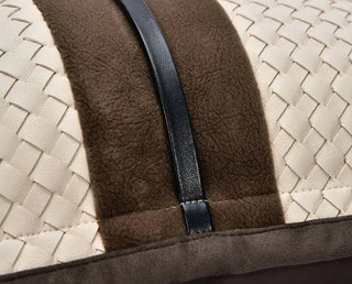 Federa Cuscino Beige Marrone Dettagli Particolari Ecopelle Camoscio Alta Qualità-INTERIOR DREAM DESIGN