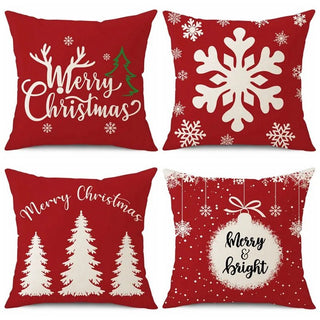 Federa Cuscino Natale Natalizio Diverse Fantasie Design Babbo Natale Feste Festività Rosso Albero Renna Decorazione Casa - INTERIOR DREAM DESIGN