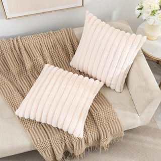 Federa Cuscino Velluto Cotone Morbido Fantasia Righe 45x45cm Diversi Colori Tenui Elegante Arredamento Casa - INTERIOR DREAM DESIGN