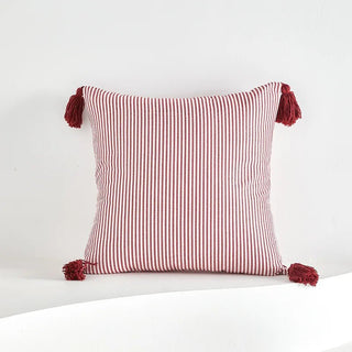 Federe Cuscini Quadrati Nappe Righe Rosso Bianco Decorazione Casa Cotone Tessili Arredo - INTERIOR DREAM DESIGN