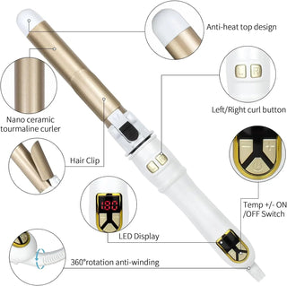 Ferro Arricciacapelli Elettronico 230 Gradi Temperatura Capelli Ricci Display LCD Accessori Cura Capelli - INTERIOR DREAM DESIGN