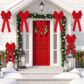 Fiocchi Decorazione Porta Interno Esterno Natale Natalizio Decora Casa Feste Rosso Diversi Modelli Arredamento - INTERIOR DREAM DESIGN