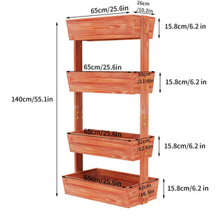 Fioriera Scaffale Rialzata 4 Livelli Ripiano Regolabile Supporto Solida Robusta Multifunzionale Vasi fioriere e divisori da esterno - INTERIOR DREAM DESIGN