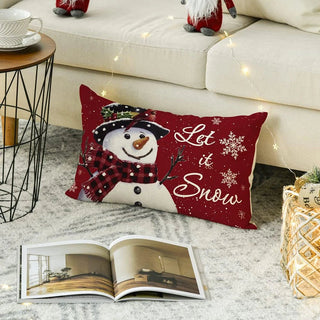 Fodera Cuscini Lino Design Natalizio Rosso Scritte Natale Arredo Decorazione Casa Camera Letto - INTERIOR DREAM DESIGN