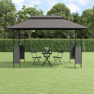 Gazebo Esterno Giardino Acciaio Tessuto Resistente Acqua Waterproof Antracite Grandi Dimensioni Arredamento - INTERIOR DREAM DESIGN