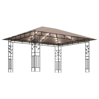 Gazebo LED Giardino Esterno Zanzariera Acciaio Energia Solare Spazioso Accessori Decorazione Casa Arredamento - INTERIOR DREAM DESIGN