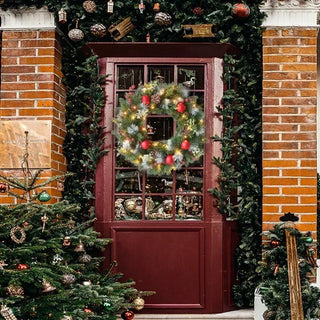 Ghirlanda Natalizia Luci LED Arredamento Casa Ingresso Porta Natale Decorazione Babbo Natale Pigne Palline - INTERIOR DREAM DESIGN