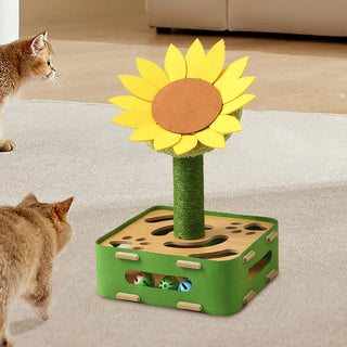 Gioco Interattivo Girasole Tiragraffi Feltro Giallo Verde Gatti Animali Domestici - INTERIOR DREAM DESIGN