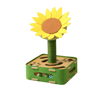 Gioco Interattivo Girasole Tiragraffi Feltro Giallo Verde Gatti Animali Domestici - INTERIOR DREAM DESIGN