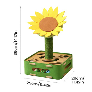 Gioco Interattivo Girasole Tiragraffi Feltro Giallo Verde Gatti Animali Domestici - INTERIOR DREAM DESIGN