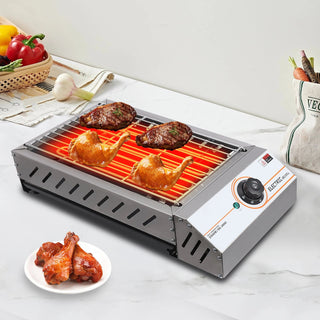 Griglia Elettrica Argento Acciaio Comoda Resistente Pratica Utile Cucinare Inossidabile-INTERIOR DREAM DESIGN