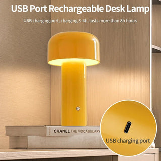 Lampada Elegante Design Fungo LED Ricarica USB Decorativa Comodino Accessori Arredamento Casa - INTERIOR DREAM DESIGN