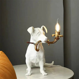 Lampada Forma Cane Alta Qualità Resina Resistente Arredamento Design Interni Bianco Grigio - INTERIOR DREAM DESIGN