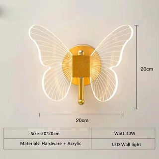 Lampada Parete LED Farfalla Metallo Acrilico 10W Diverse Modalità Illuminazione Fredda Calda Neutra Accessori Arredamento Decorazione Casa Interni - INTERIOR DREAM DESIGN