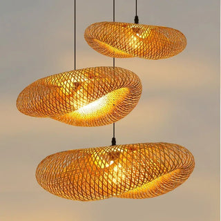 Lampada Sospensione Bambù Rattan Tessitura Manuale Regolabile Accessori Arredamento Casa Elettronica Decorazione - INTERIOR DREAM DESIGN