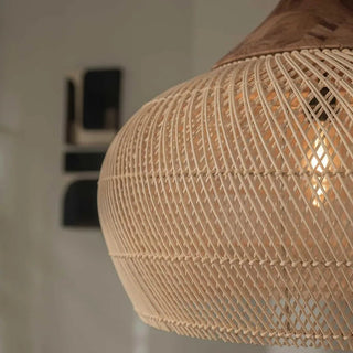 Lampadario Rattan Beige Diversi Colori Lampadina Non Inclusa Forma Rotonda-INTERIOR DREAM DESIGN