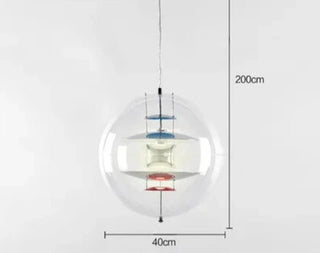 Lampadario Soffitto Forma Rotonda Sfera Trasparente Diversi Colori Interni Emissione Luce Arredamento Industriale-INTERIOR DREAM DESIGN