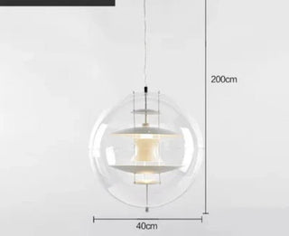 Lampadario Soffitto Forma Rotonda Sfera Trasparente Diversi Colori Interni Emissione Luce Arredamento Industriale-INTERIOR DREAM DESIGN