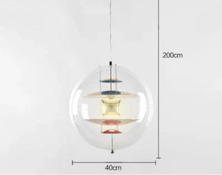Lampadario Soffitto Forma Rotonda Sfera Trasparente Diversi Colori Interni Emissione Luce Arredamento Industriale-INTERIOR DREAM DESIGN