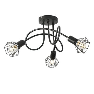 Lampadario Soffitto Metallo Nero Argento 3 Sorgenti Luminose Regolabile Resistente Elegante Casa Arredamento Decorazione - INTERIOR DREAM DESIGN