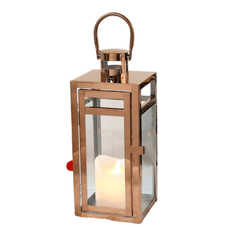 Lanterna Candela Acciaio Vetro Diversi Colori Arredamento Decorazione Casa-INTERIOR DREAM DESIGN