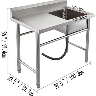 Lavandino Base Lavello Cucina Mobile Argento Acciaio Inossidabile Resistente Durevole Arredamento Pannello Sinistra Vasca - INTERIOR DREAM DESIGN