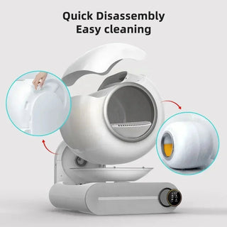 Lettiera Automatica Colore Bianco Autopulente Capacità 65 Litri Controllo Remoto Applicazione Animali Domestici-INTERIOR DREAM DESIGN