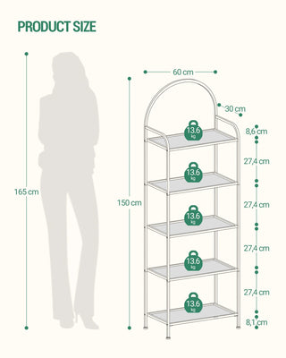 Libreria Colore Oro 5 Ripiani Acciaio Elegante Design Moderno Vetro Resistente-INTERIOR DREAM DESIGN