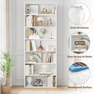 Libreria Legno 7 Scomparti Diversi Colori Marrone Nero Arredamento Casa Organizzazione Libri-INTERIOR DREAM DESIGN