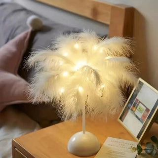 Luce Notturna Led Per Decorazione Camera Lampada Da Tavolo Con Piume A Batteria-INTERIOR DREAM DESIGN