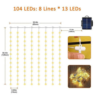 Luci LED Ombrellone Esterno Decorazione 104 Luci Capacità 800mah Durata 14ore Doppia Alimentazione Energia Solare USB - INTERIOR DREAM DESIGN