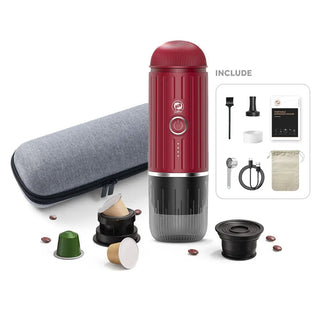 Macchina Caffè Portatile Polvere Capsule Compatibile Ricaricabile USB Capacità Massima 2 Tazze Include Accessori Custodia - INTERIOR DREAM DESIGN