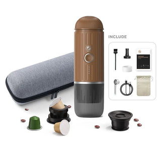 Macchina Caffè Portatile Polvere Capsule Compatibile Ricaricabile USB Capacità Massima 2 Tazze Include Accessori Custodia - INTERIOR DREAM DESIGN