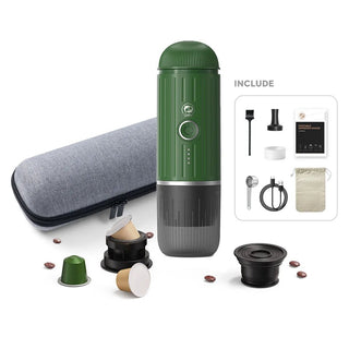 Macchina Caffè Portatile Polvere Capsule Compatibile Ricaricabile USB Capacità Massima 2 Tazze Include Accessori Custodia - INTERIOR DREAM DESIGN