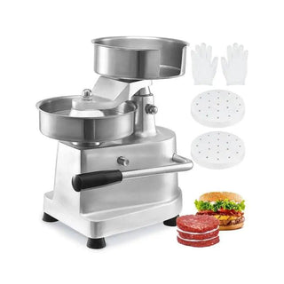 Macchinario Hamburgher Argento Acciaio Inox Comodo Pratico Diametro 15cm Professionale-INTERIOR DREAM DESIGN