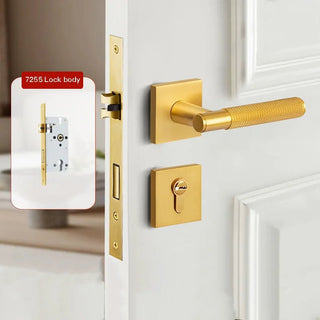 Maniglia Oro Nero Grigio Ottone Serratura Sicurezza Meccanica Chiavi Casa-INTERIOR DREAM DESIGN