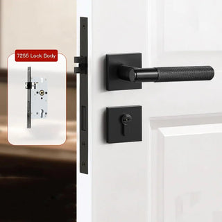 Maniglia Oro Nero Grigio Ottone Serratura Sicurezza Meccanica Chiavi Casa-INTERIOR DREAM DESIGN