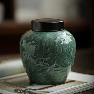 Memoriale Colore Verde Urna Ceneri Animali Domestici Ceramica Capacità 1000ml - INTERIOR DREAM DESIGN