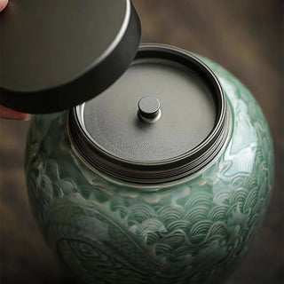 Memoriale Colore Verde Urna Ceneri Animali Domestici Ceramica Capacità 1000ml - INTERIOR DREAM DESIGN