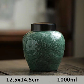 Memoriale Colore Verde Urna Ceneri Animali Domestici Ceramica Capacità 1000ml - INTERIOR DREAM DESIGN